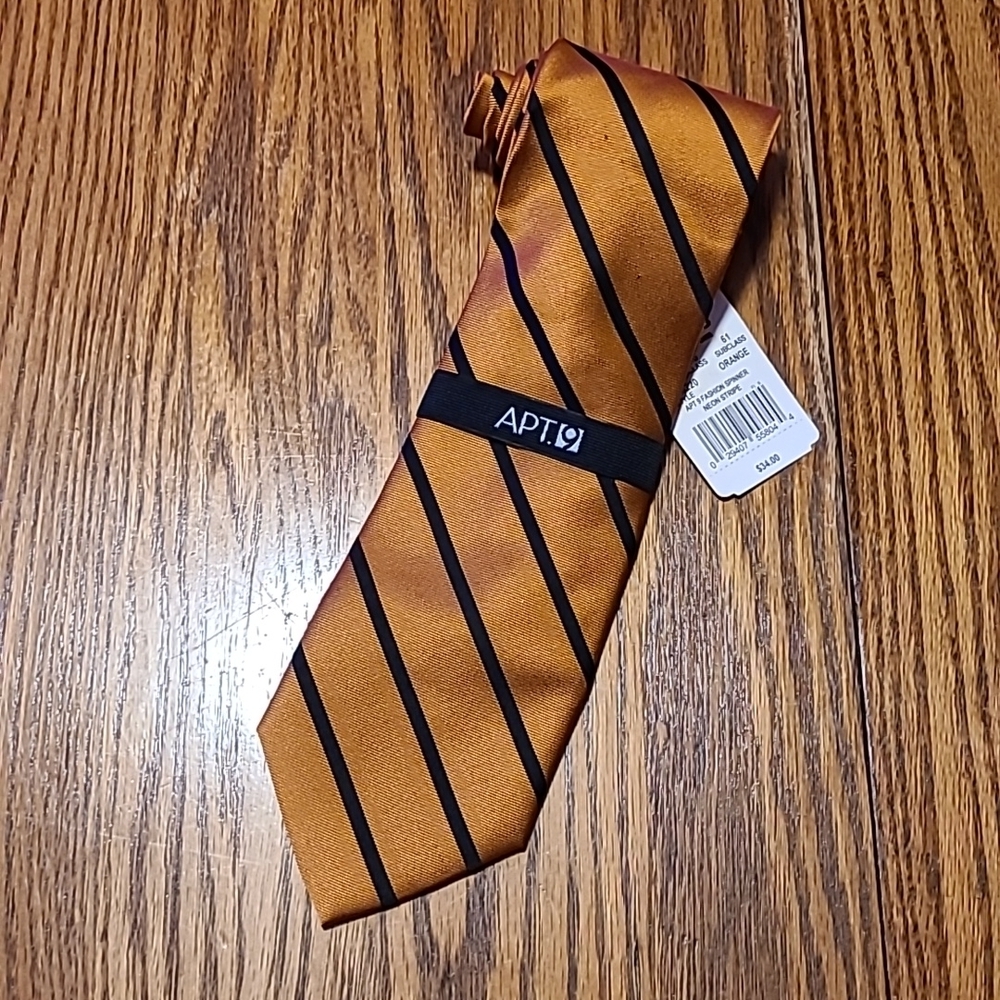 Apt. 9 NWT Orange With Black Diagonal Stripes Necktie